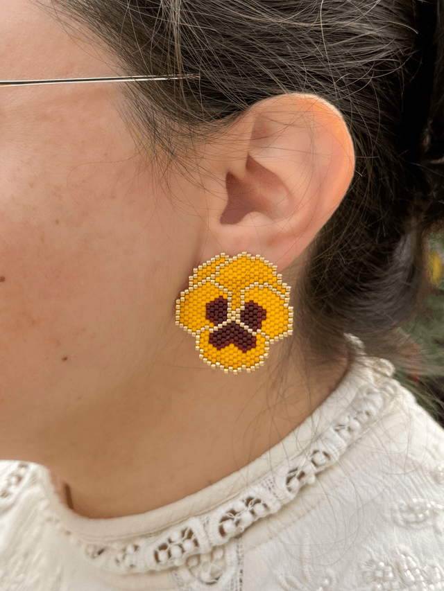 Pensées - Boucles d'oreilles tissées main