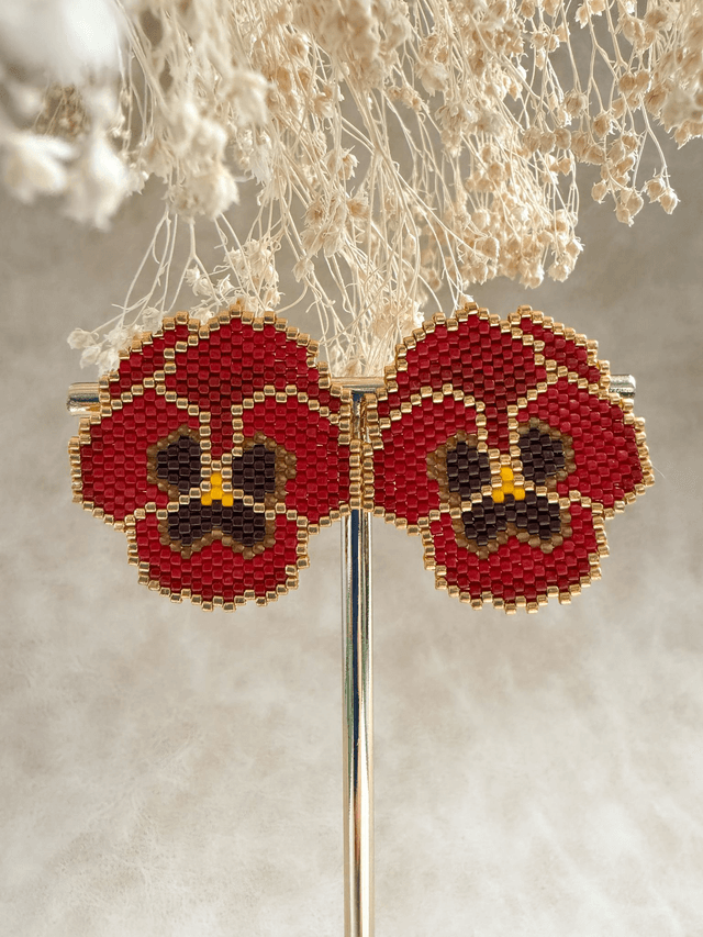 Pensées - Boucles d'oreilles tissées main