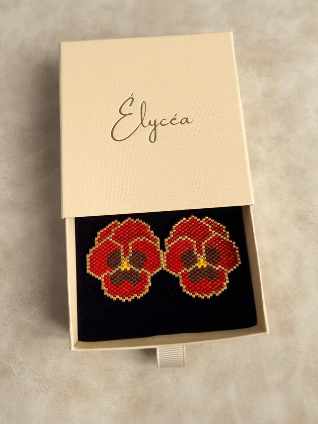 Pensées - Boucles d'oreilles tissées main