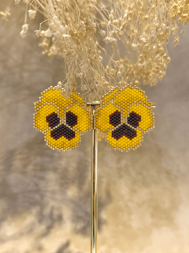 Pensées - Boucles d'oreilles tissées main