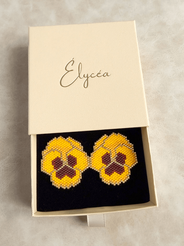 Pensées - Boucles d'oreilles tissées main