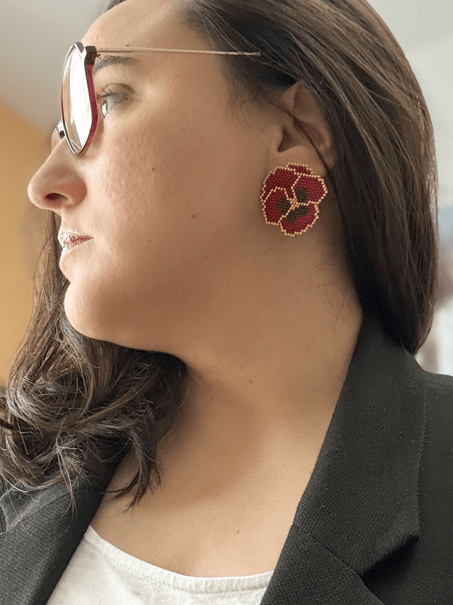 Pensées - Boucles d'oreilles tissées main